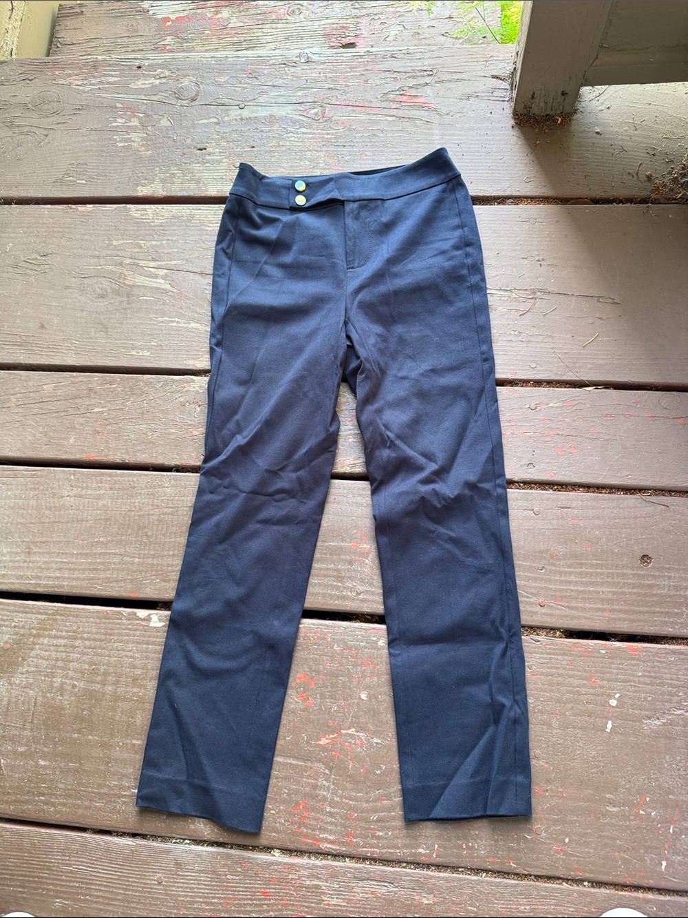NIC+ZOE Navy Straight-Leg Pants with Button Waist